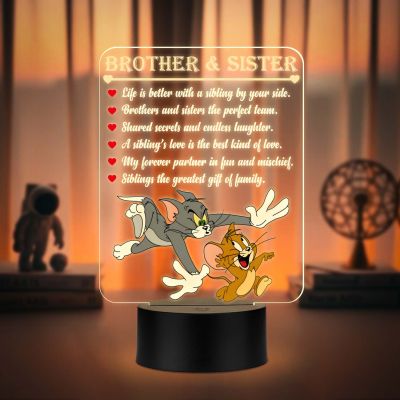 Brother Sister UV Print LED Night Lamp – Tom & Jerry Theme Acrylic Light